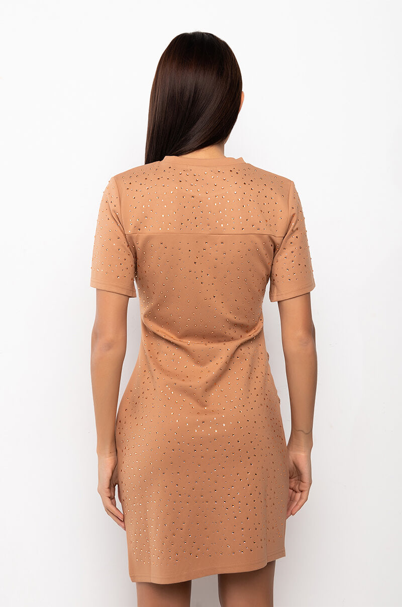 Catch Up Rhinestones Mini T-Shirt Dress