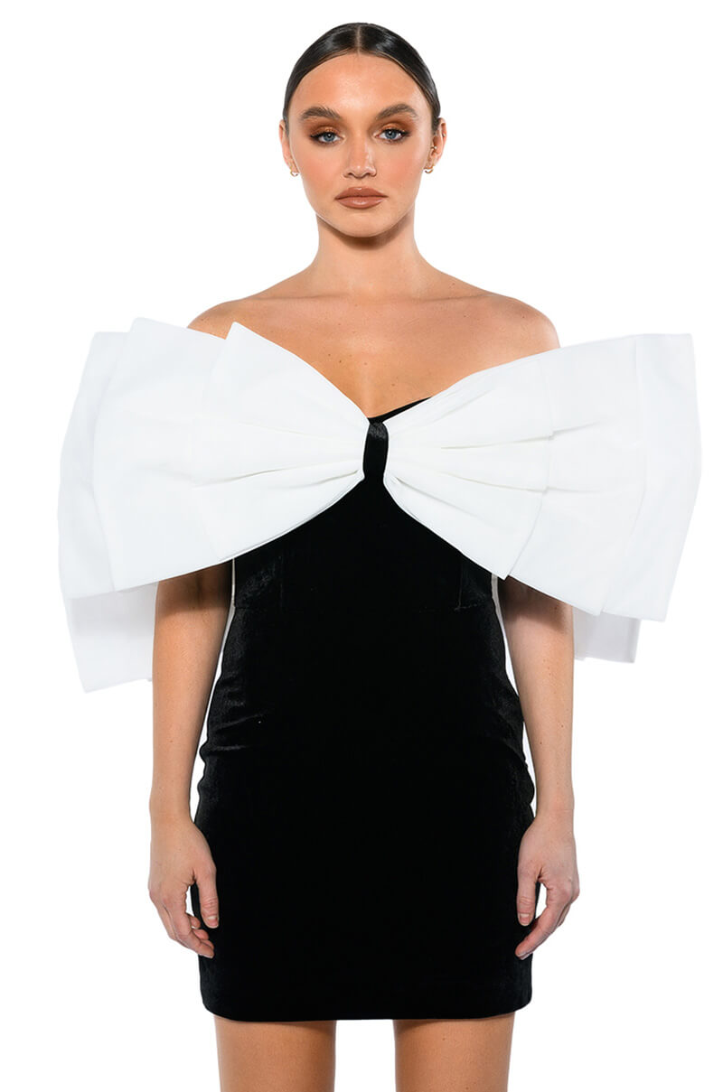 Celine Statement Bow Velvet Mini Dress