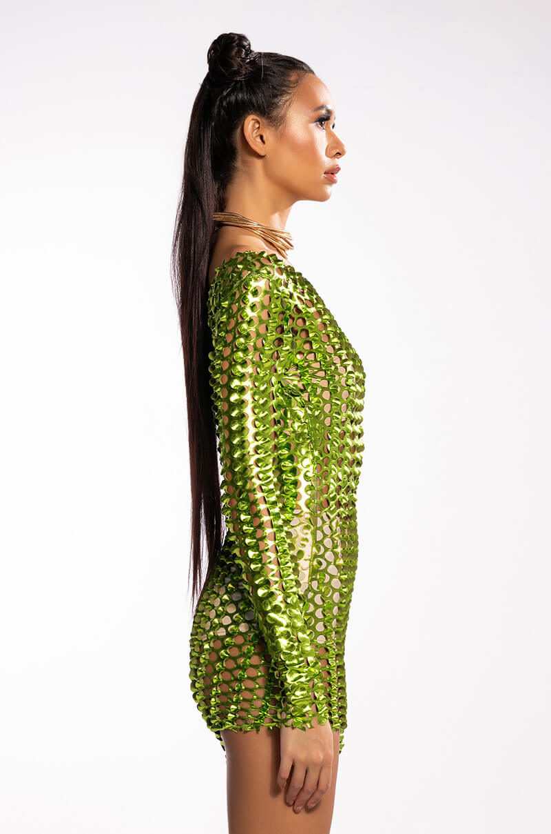 Ariel One Sleeve Textured Mini Dress