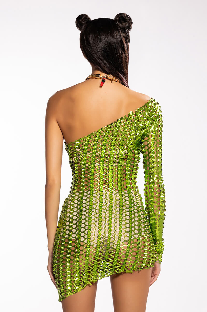 Ariel One Sleeve Textured Mini Dress