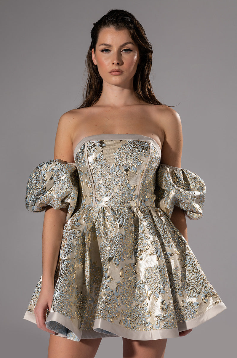 Eloise Off The Shoulder Brocade Dress