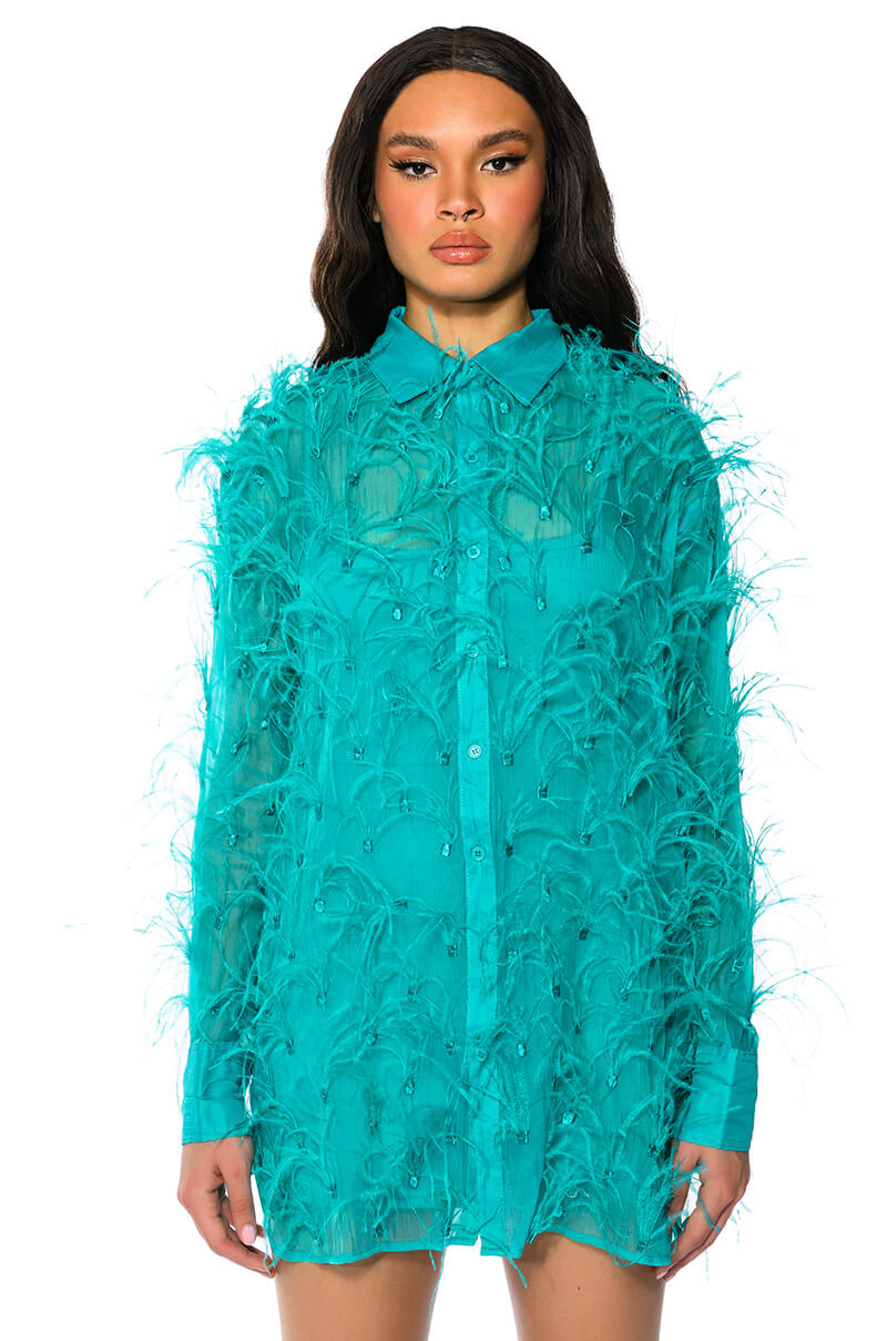 Elsie Feather Detail Shirt Dress