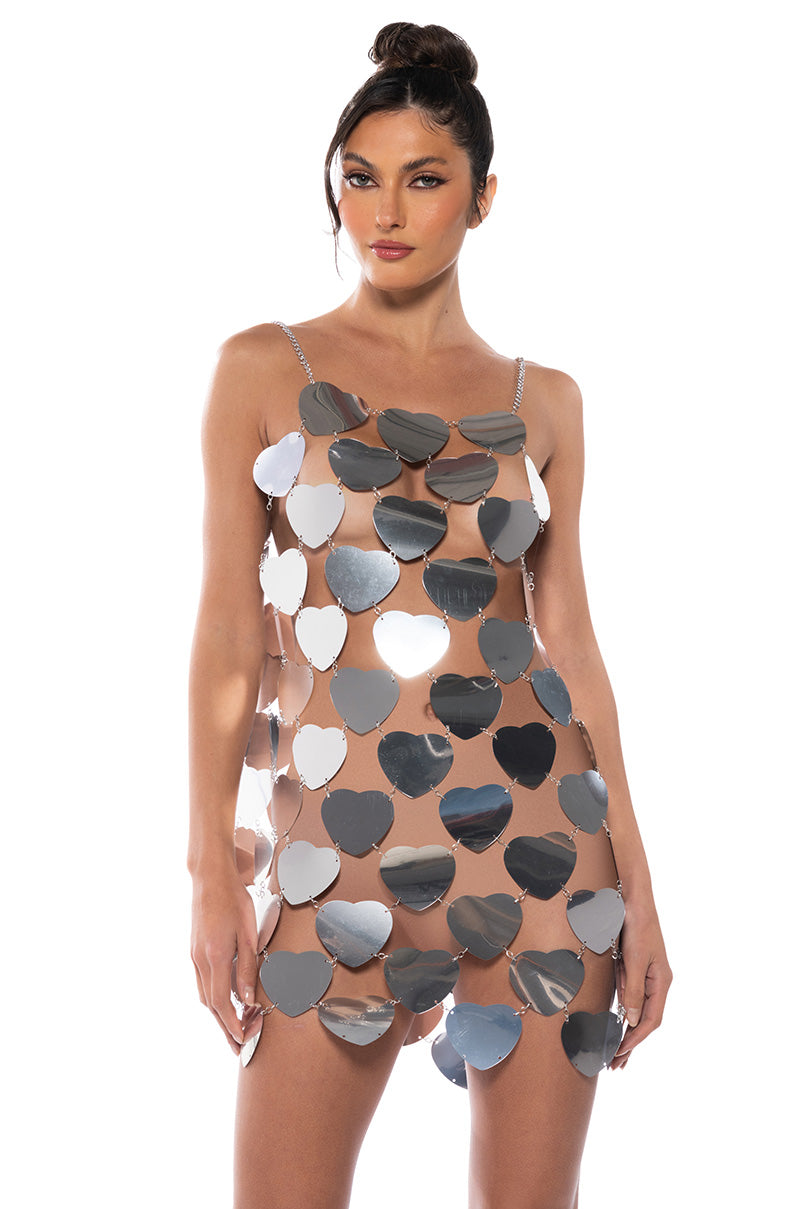 Fantasy Heart Sequin Mini Dress