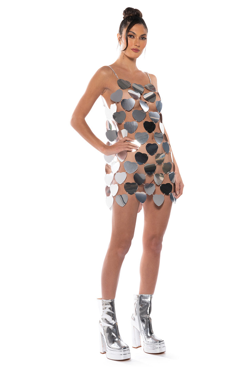 Fantasy Heart Sequin Mini Dress