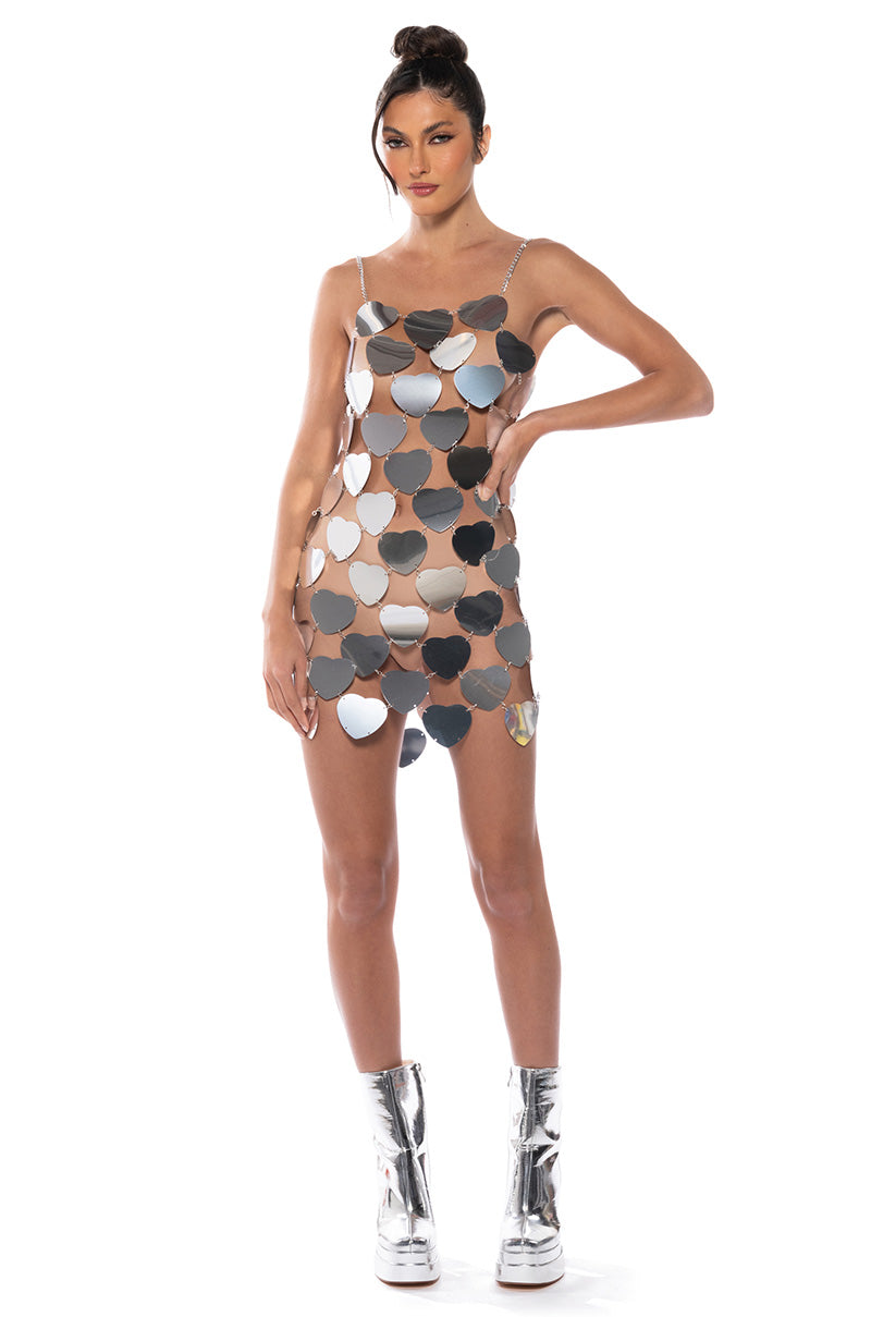 Fantasy Heart Sequin Mini Dress