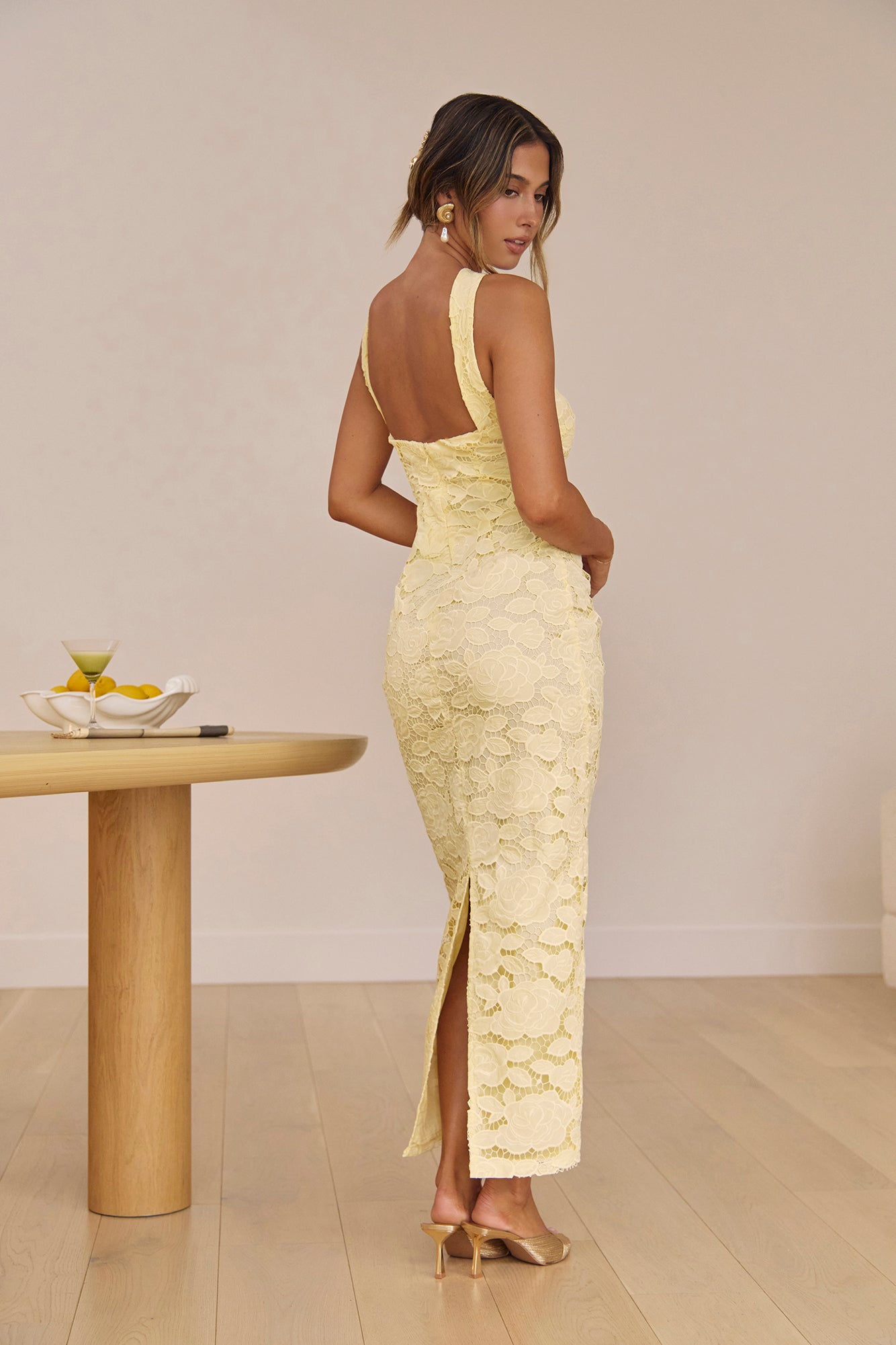 In Orbit Halter Maxi Dress Yellow