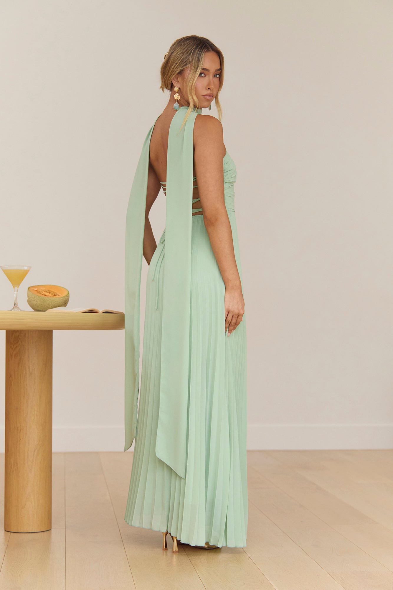 Rosewater Roads Strapless Maxi Dress Sage