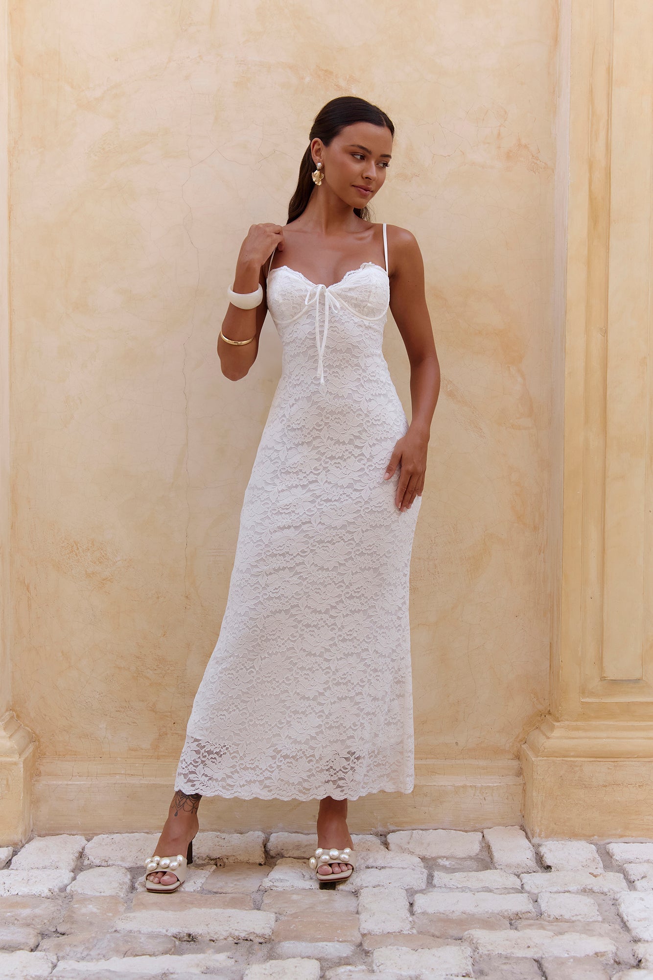 Gloria Lace Maxi Dress White