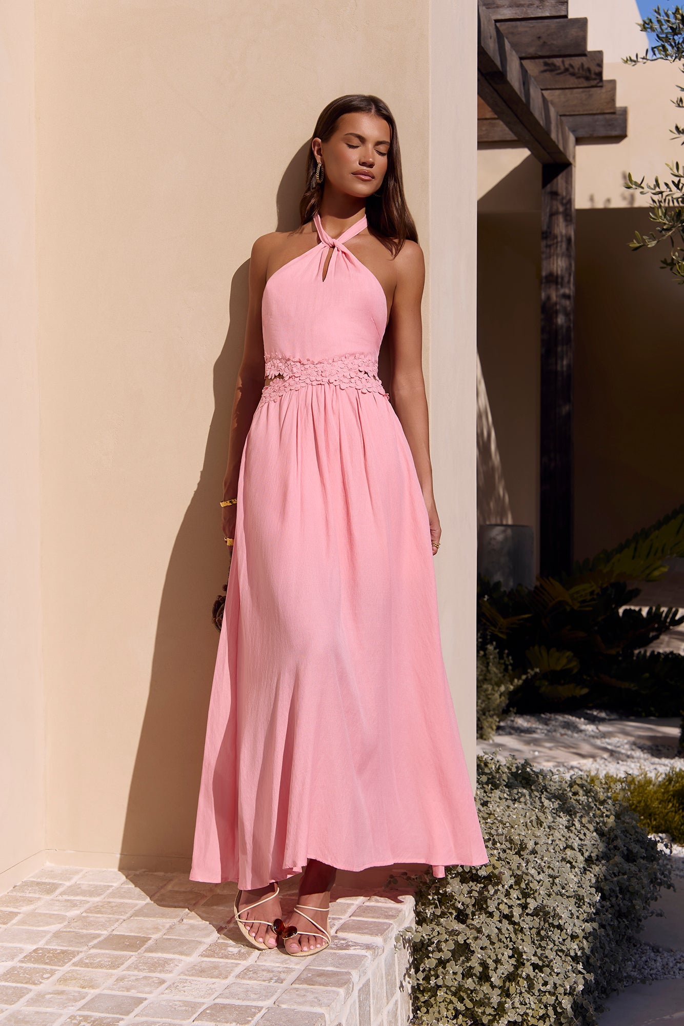 Here With You Halter Maxi Dress Pink