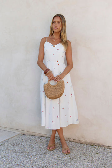 Sunny Desires Midi Dress White