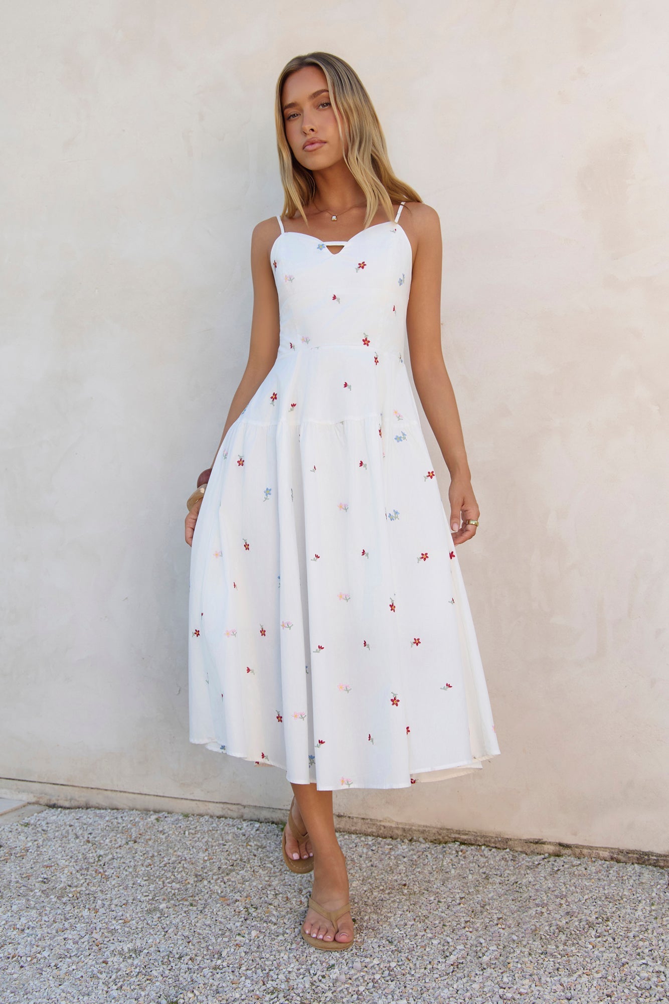 Sunny Desires Midi Dress White