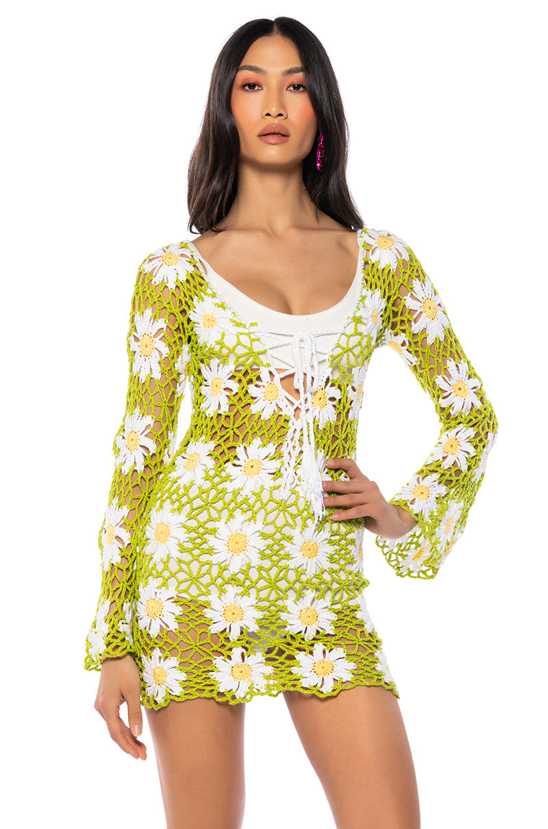 Garden Angel Crochet Mini Dress