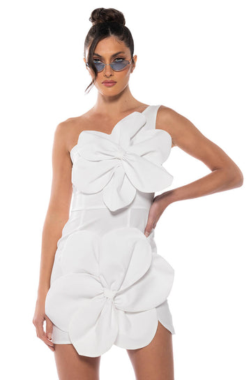Gemma Floral Detail One Shoulder Mini Dress