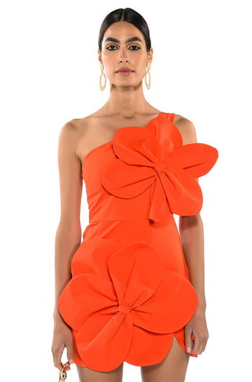 Gemma Floral Detail One Shoulder Mini Dress