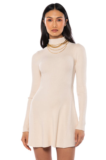 Jacie Mock Collar Knit Mini Dress