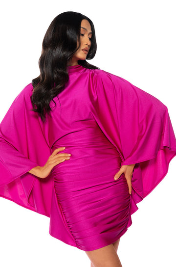 Like A Statue Butterfly Sleeve Mini Dress