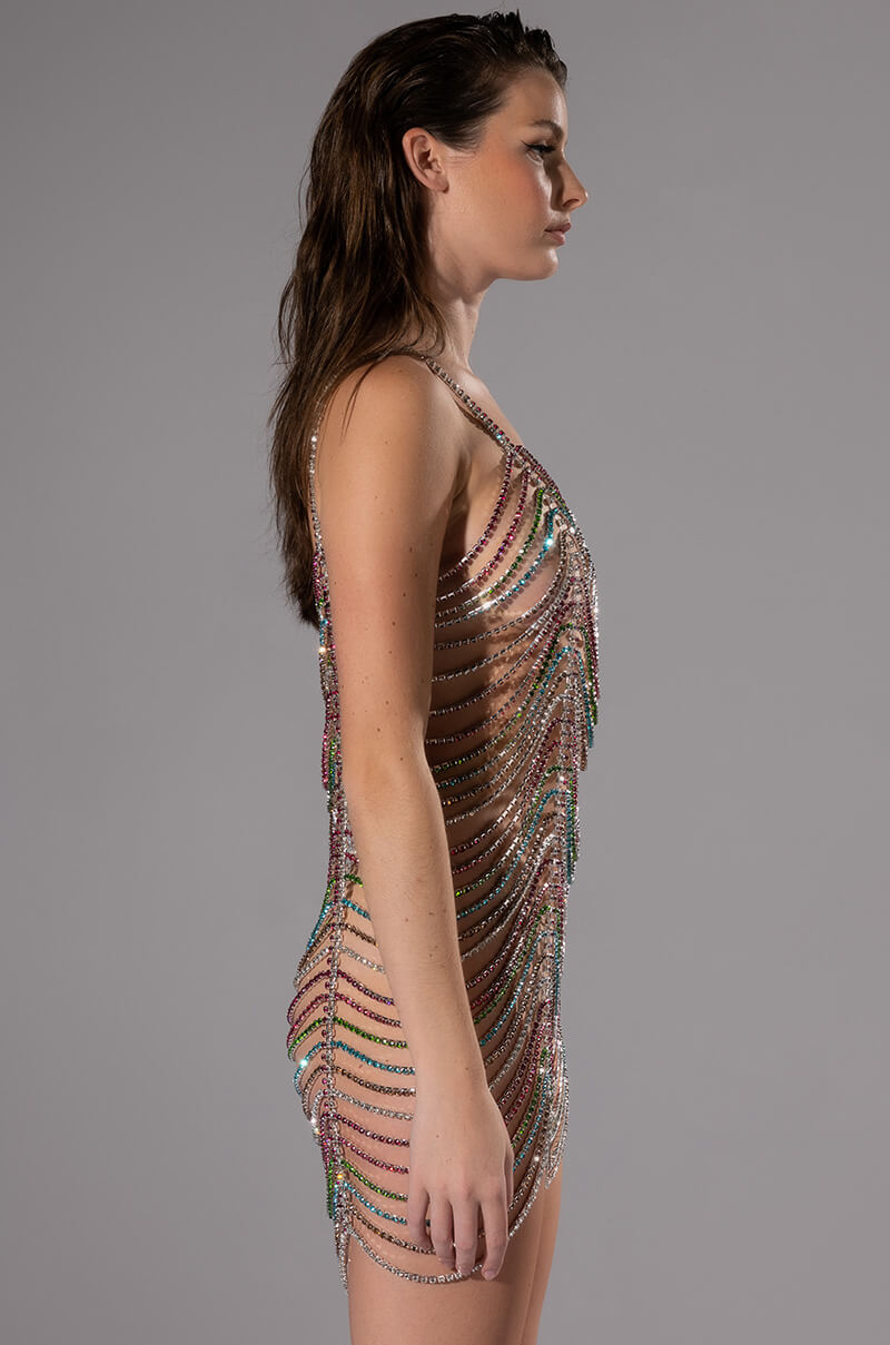 Made You Look Rhinestone Mini Dress