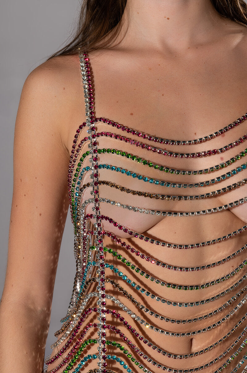 Made You Look Rhinestone Mini Dress