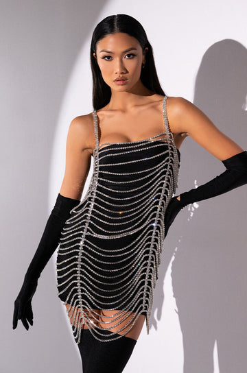 Made You Look Rhinestone Mini Dress