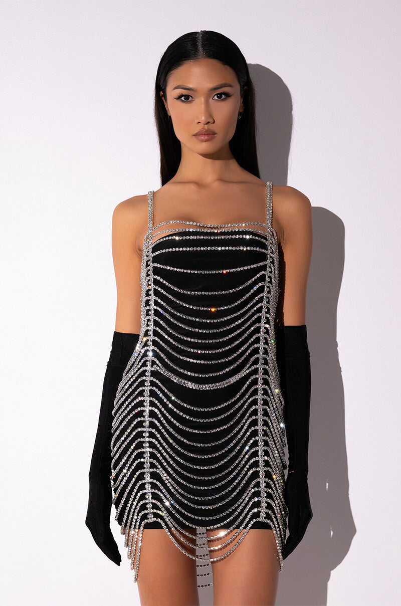Made You Look Rhinestone Mini Dress