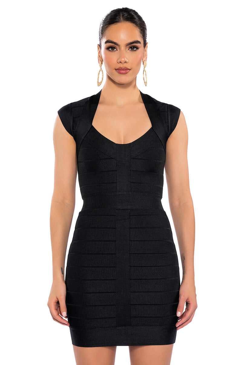 Mila Cap Sleeve Soft Bandage Mini Dress