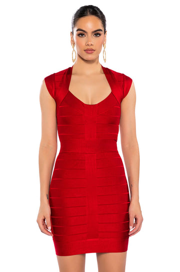 Mila Cap Sleeve Soft Bandage Mini Dress