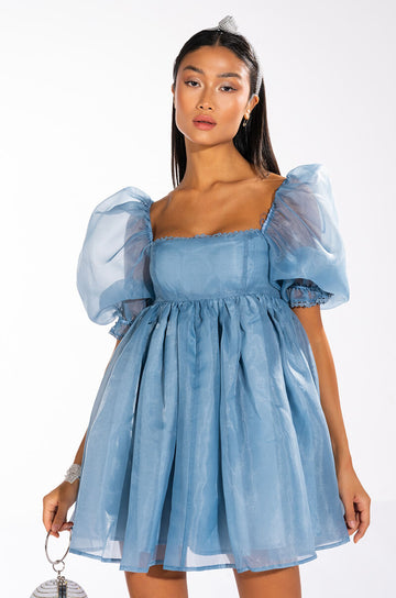 Miss Honey Long Sleeve Babydoll Mini Dress