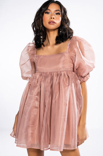 Miss Honey Short Sleeve Babydoll Mini Dress
