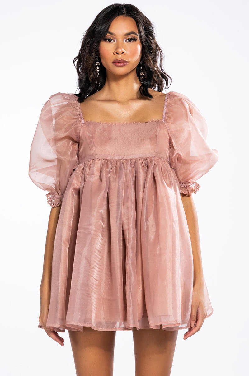 Miss Honey Short Sleeve Babydoll Mini Dress