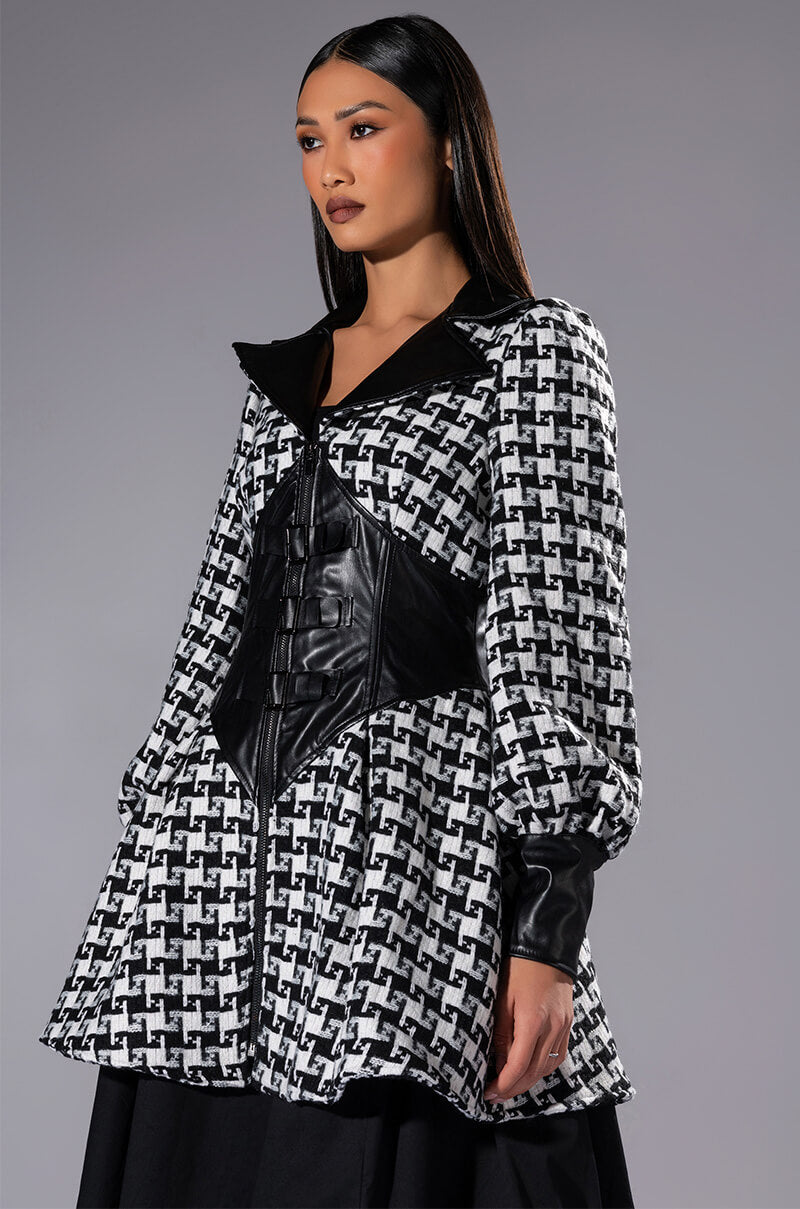 New On The Block Houndstooth Mini Dress