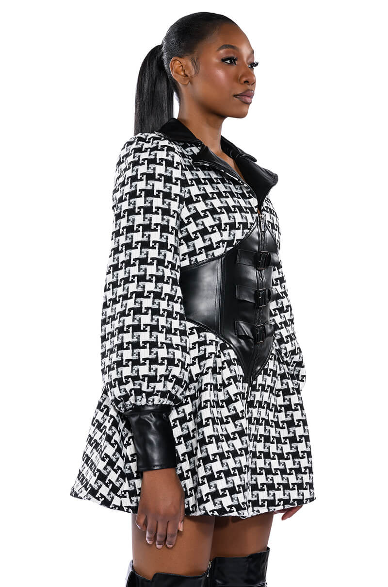 New On The Block Houndstooth Mini Dress