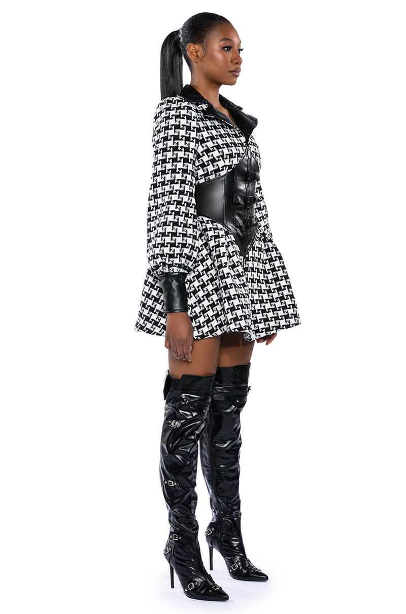 New On The Block Houndstooth Mini Dress