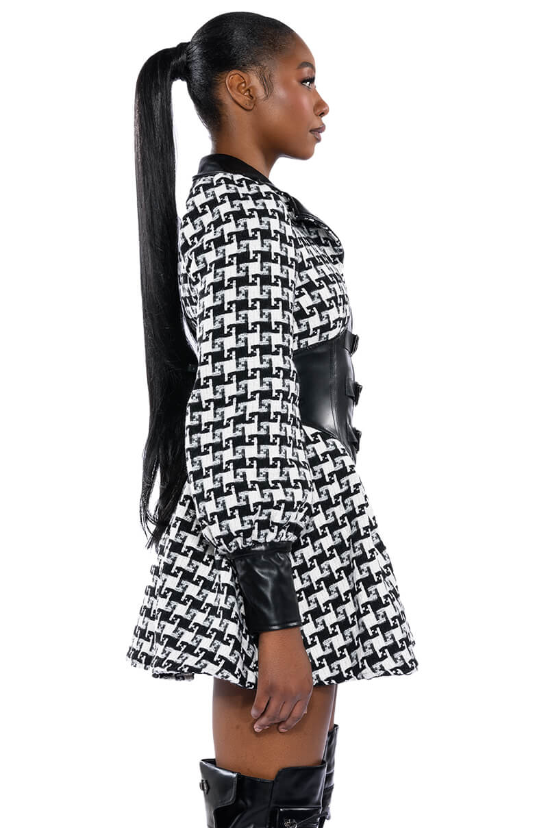 New On The Block Houndstooth Mini Dress