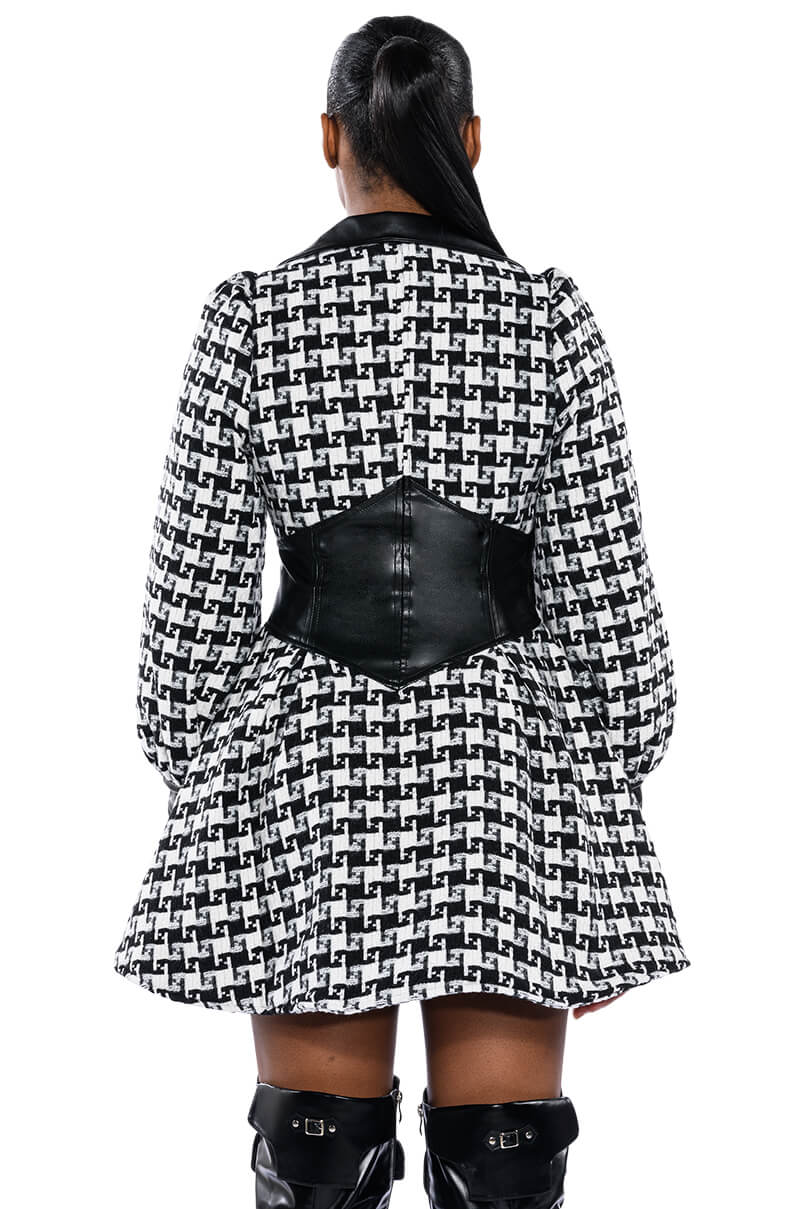 New On The Block Houndstooth Mini Dress