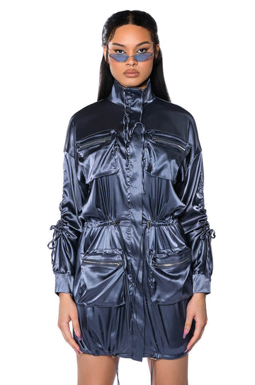 On The Road Satin Utility Mini Dress