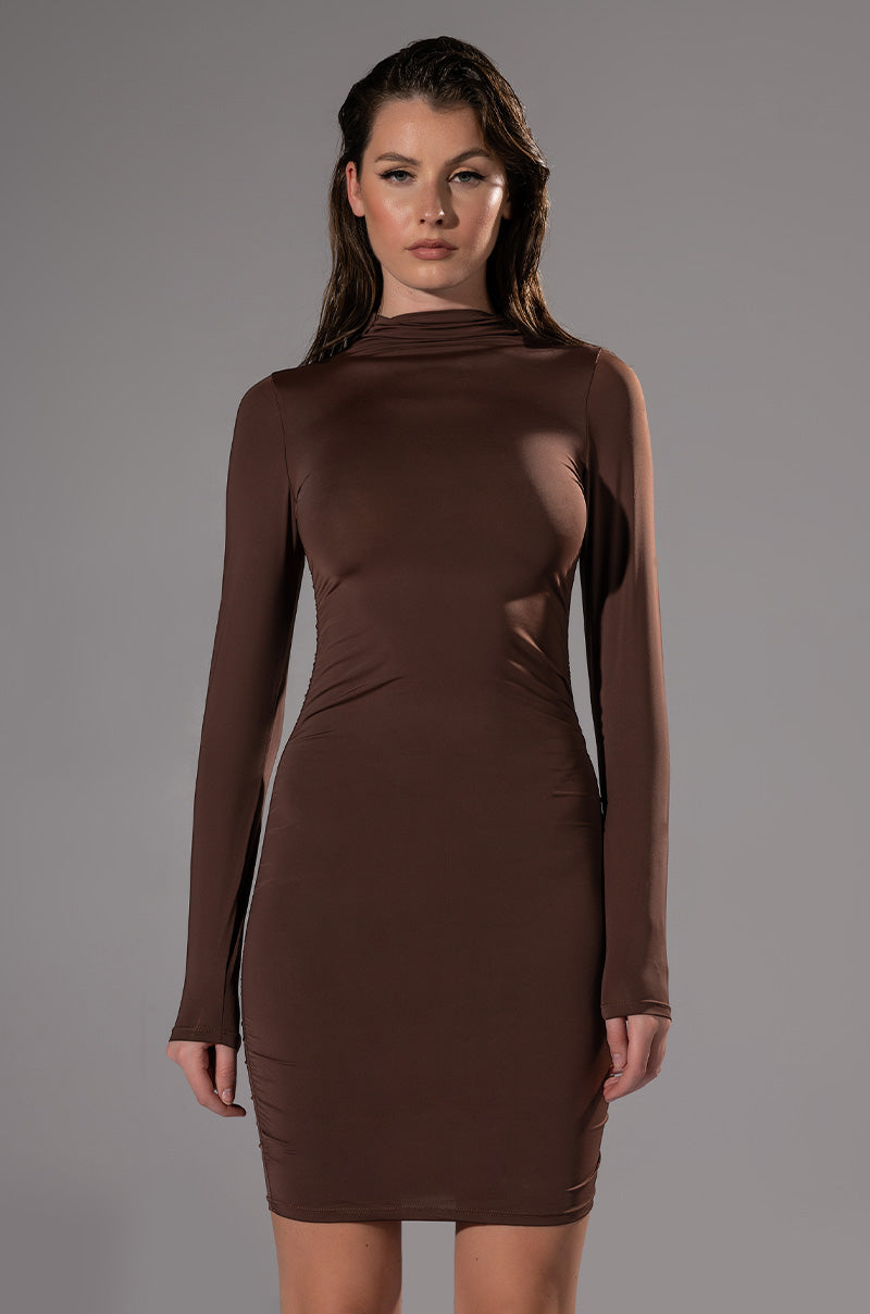 Paxton Elevate Ruched Long Sleeve Mini Dress