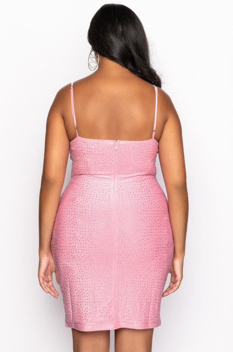 Plus Bottle Service Metallic Rhinestone Mini Dress