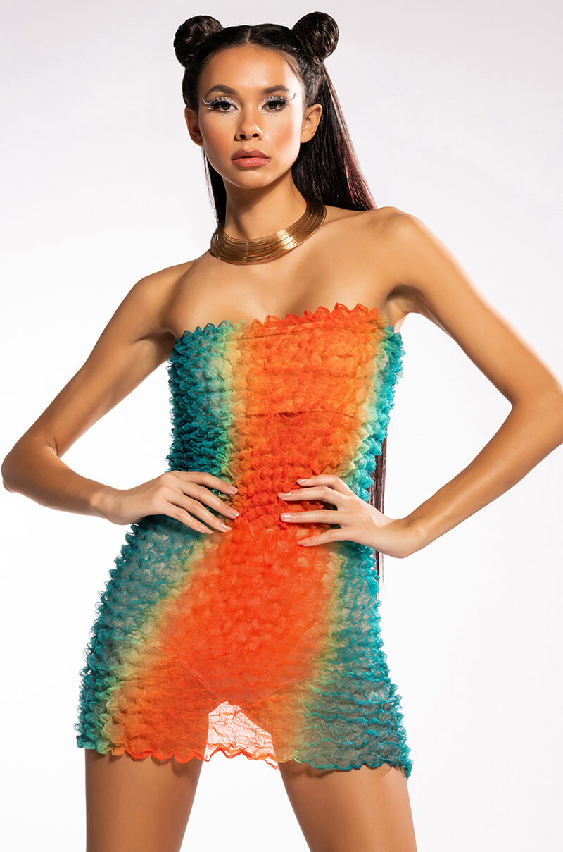 Sangria Textured Tube Mini Dress