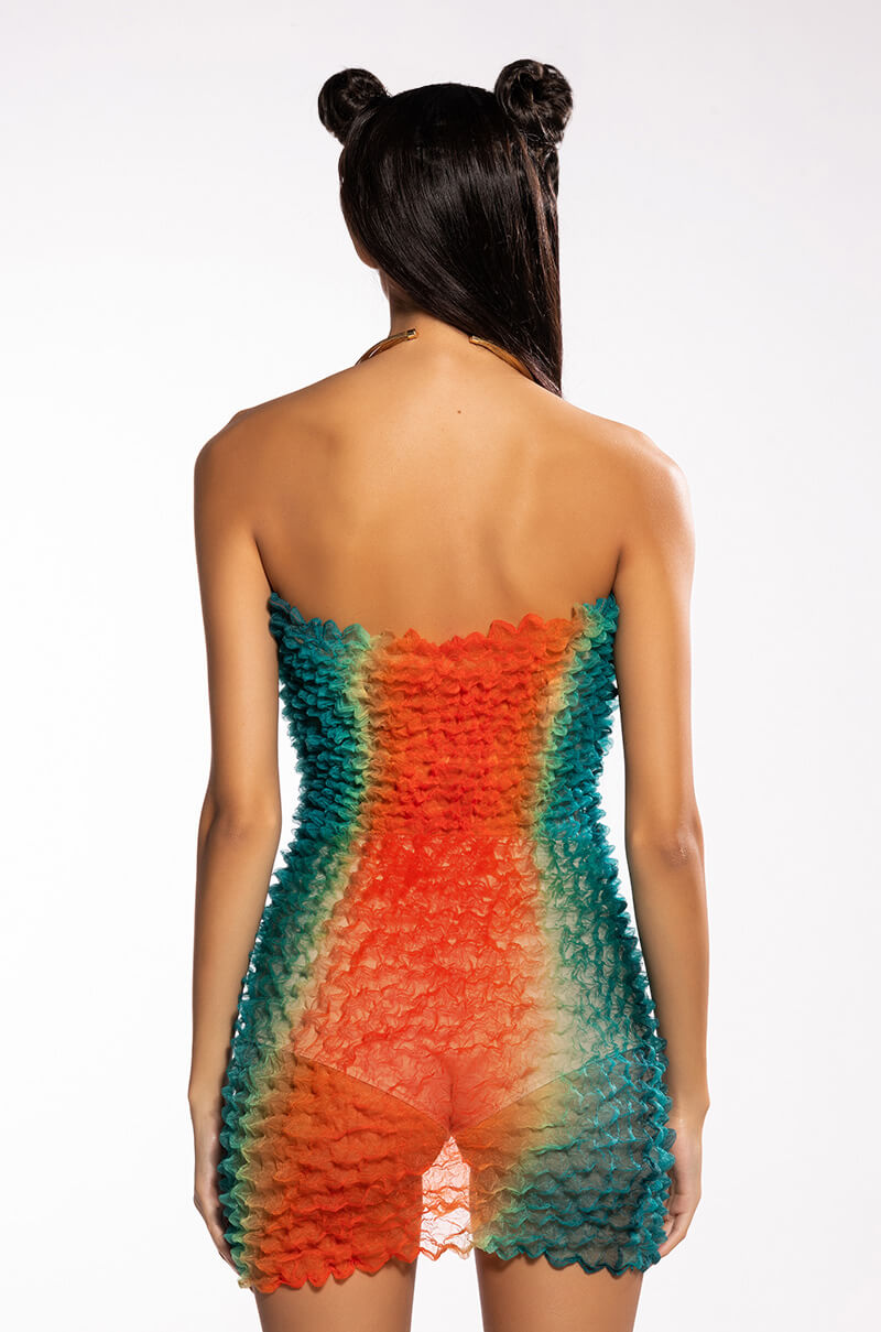 Sangria Textured Tube Mini Dress