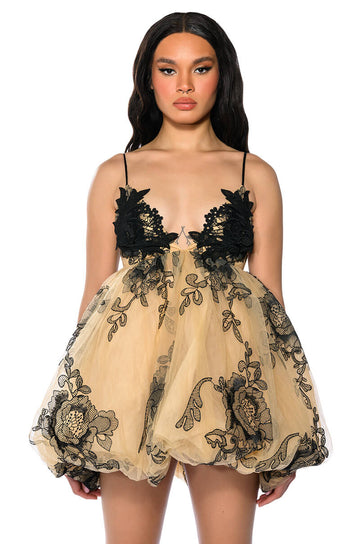 Secret Gardens Empire Waist Bubble Skirt Mini Dress