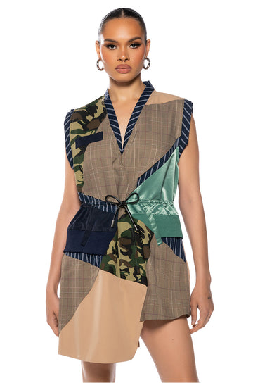 Shae Sleeveless Patchwork Mini Dress
