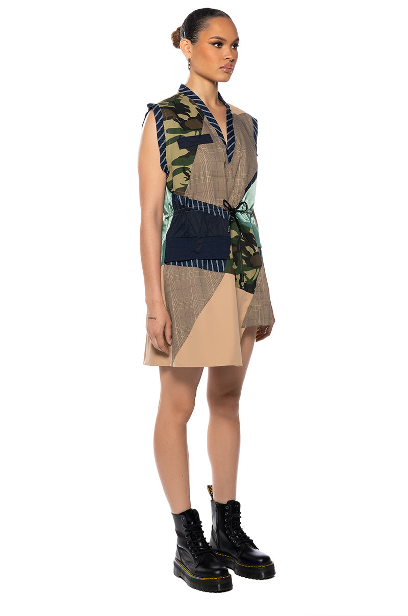 Shae Sleeveless Patchwork Mini Dress