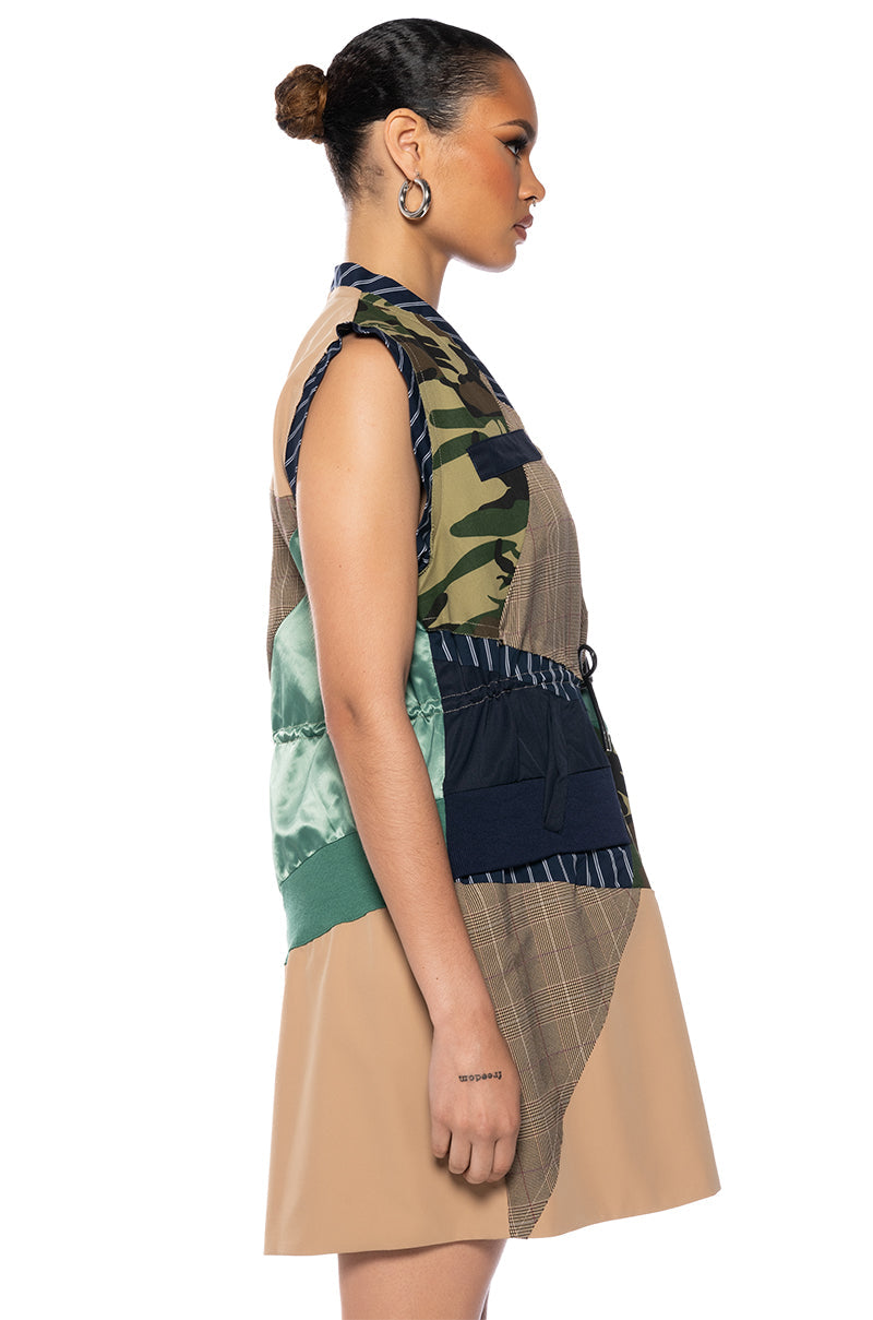 Shae Sleeveless Patchwork Mini Dress