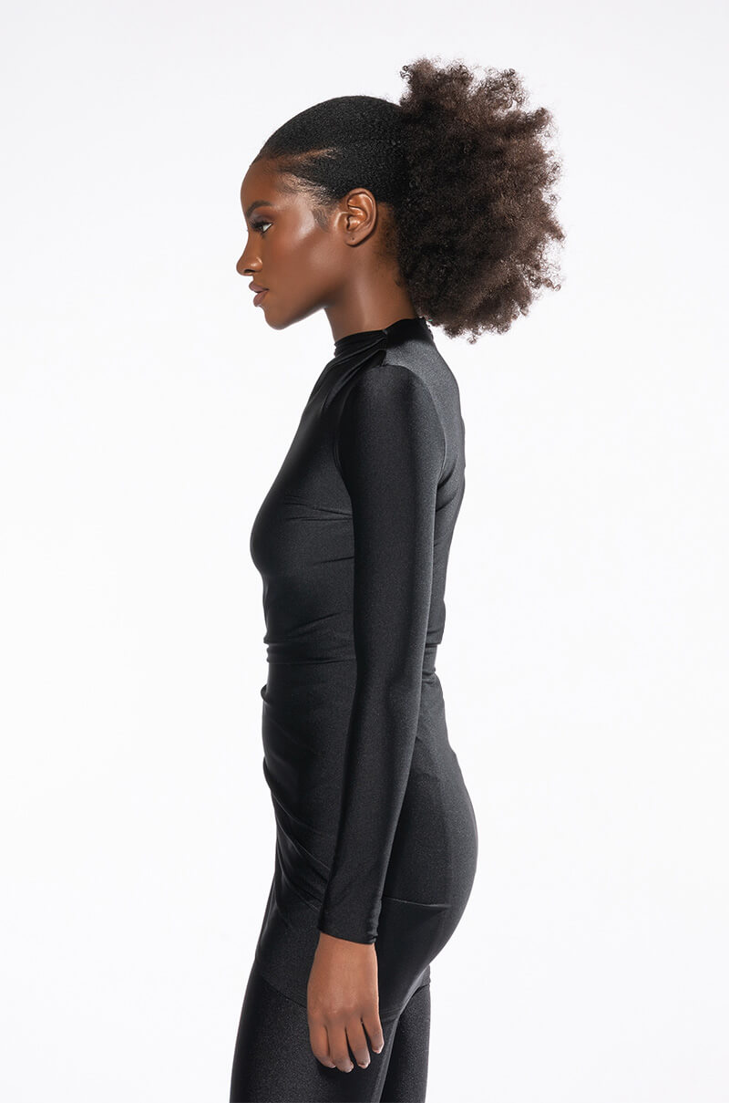 Believe Me Mock Neck Ruched Mini Dress