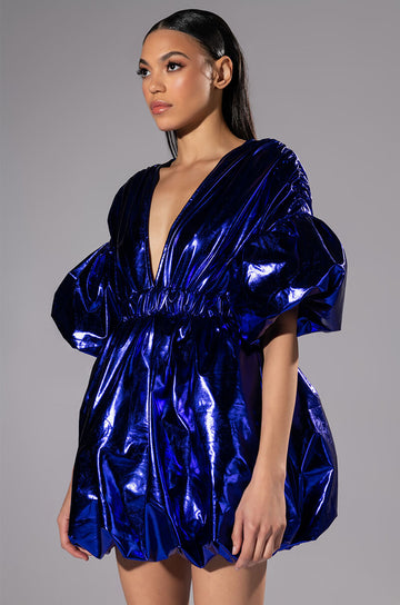 Superstar Metallic V Neck Mini Dress