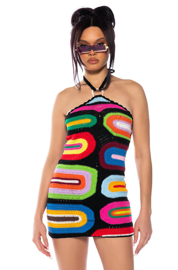 Sweeter Than Honey Knit Halter Neck Mini Dress