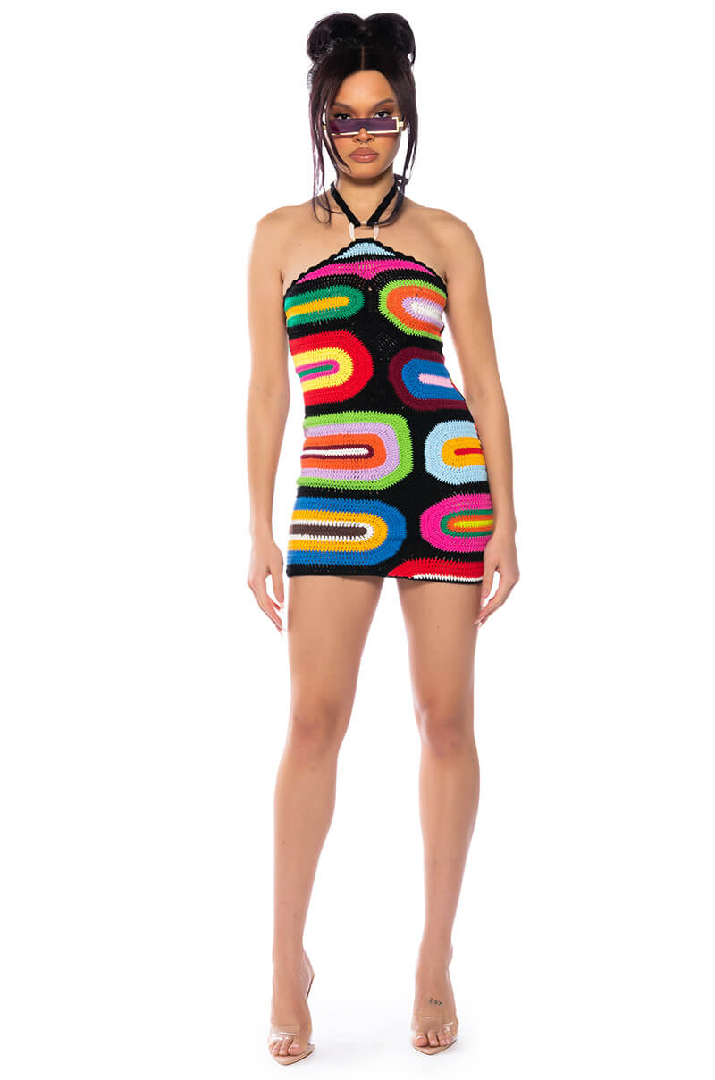 Sweeter Than Honey Knit Halter Neck Mini Dress