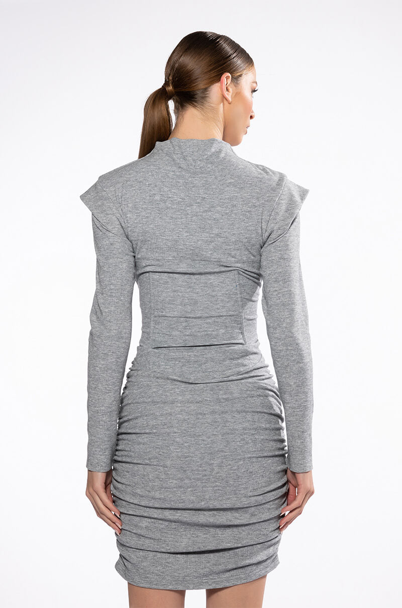 Thea Corseted Knit Long Sleeve Mini Dress