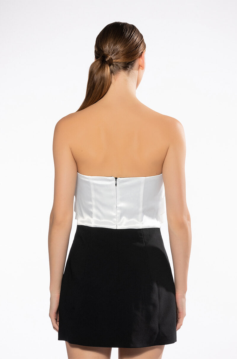 Vivian Tuxedo Detail Strapless Mini Dress