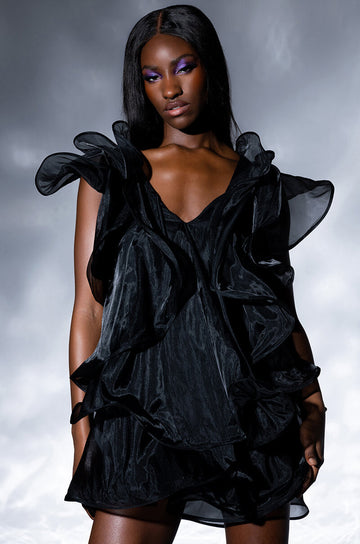 Walking On The Moon Tiered Ruffle Shift Mini Dress